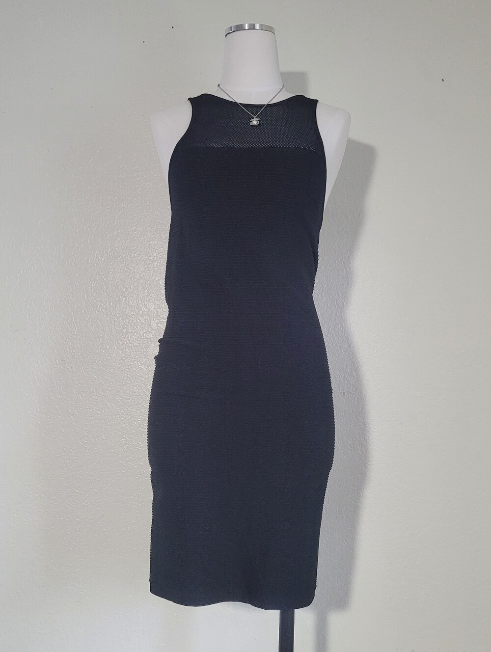 BCBG Generation Black Bodycon Dress with Mesh Panel and Cut Out Detail Size M/L